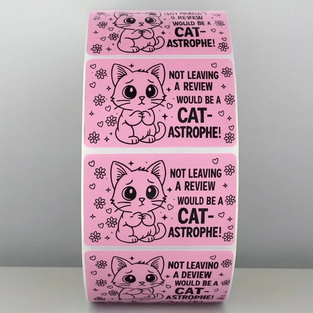 Cat Review Stickers – Cute Not Leaving a Review Would Be a Catastrophe Labels